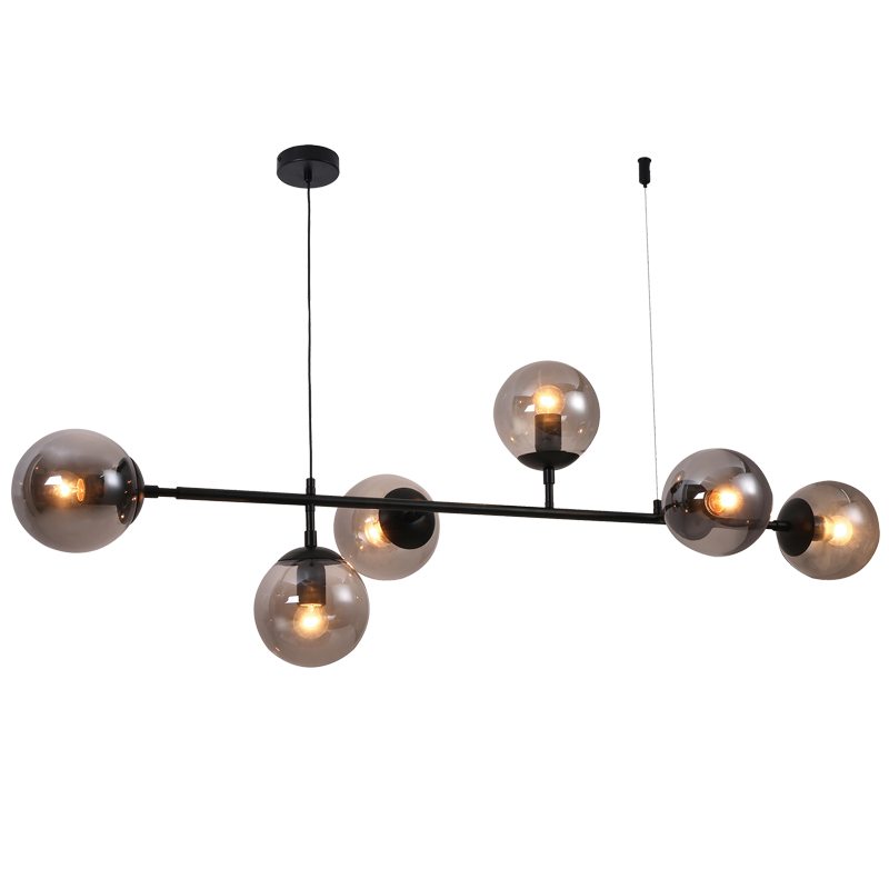 Vesper Matt Black & Smoke Glass Linear Chandelier