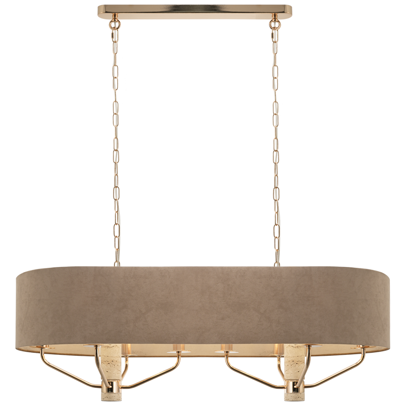Travera Champagne Gold & Travertine Linear Chandelier