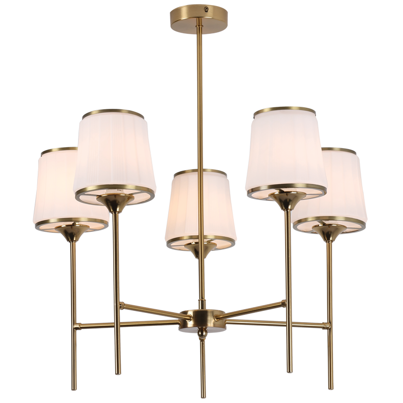 Elara Brass & White Glass Chandelier