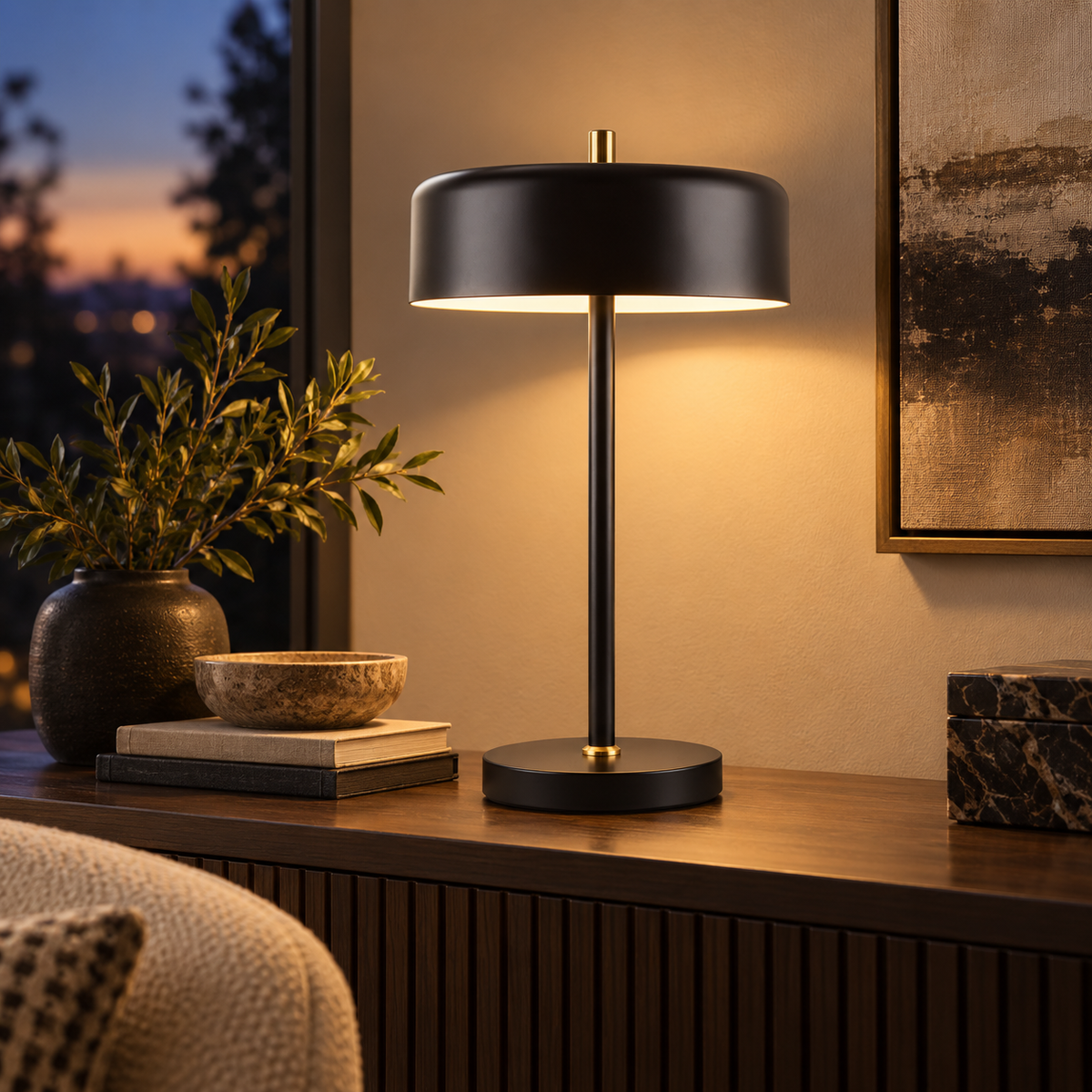 Serene Black Metal Table Lamp