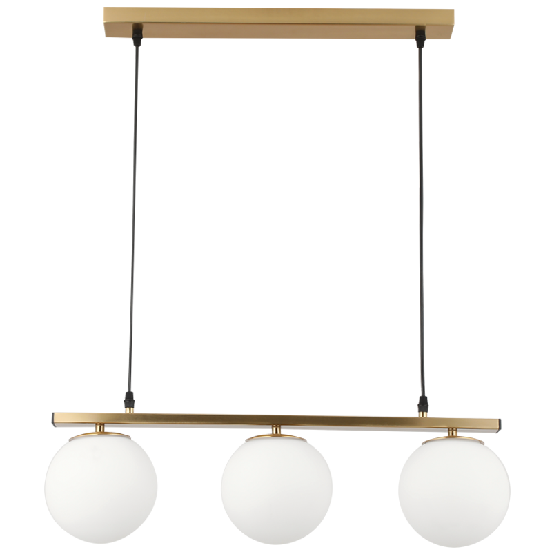 Aria Brass & White Glass 3-Light Linear Pendant