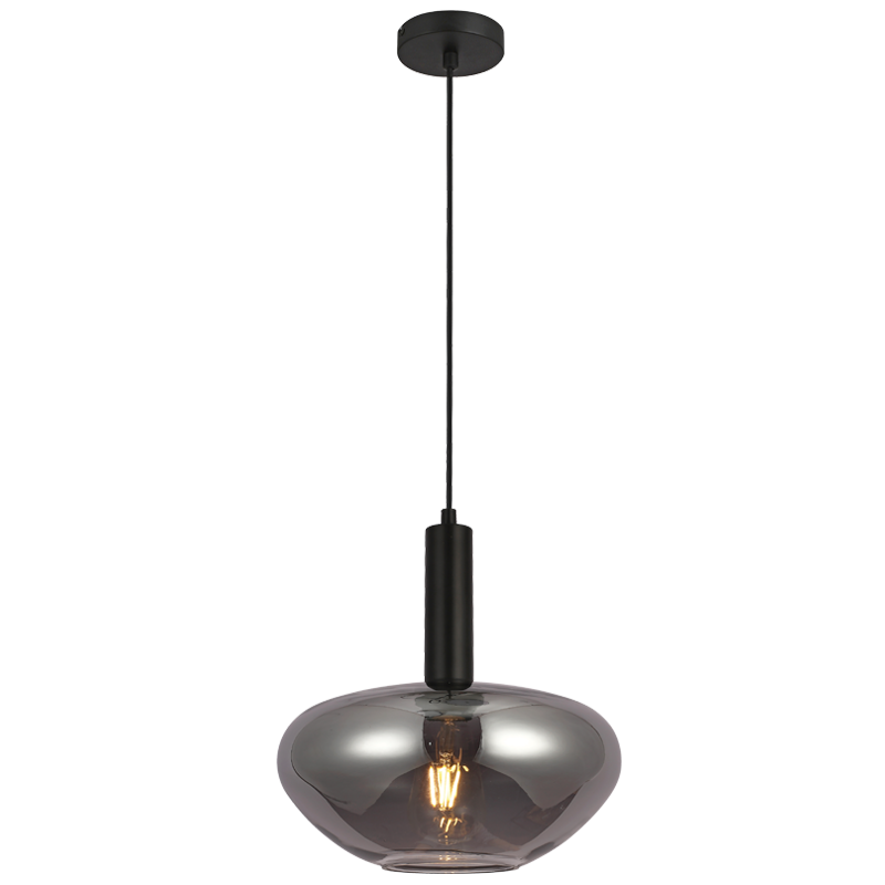 Onyx Black & Smoke Glass Dome Pendant