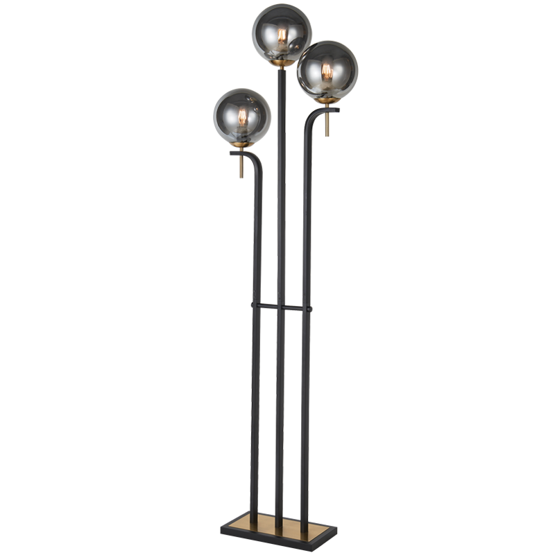 Eclipse Smoke Glass 3-Light Floor Lamp