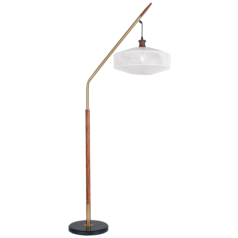 Maren wood, rope and marble floor lamp