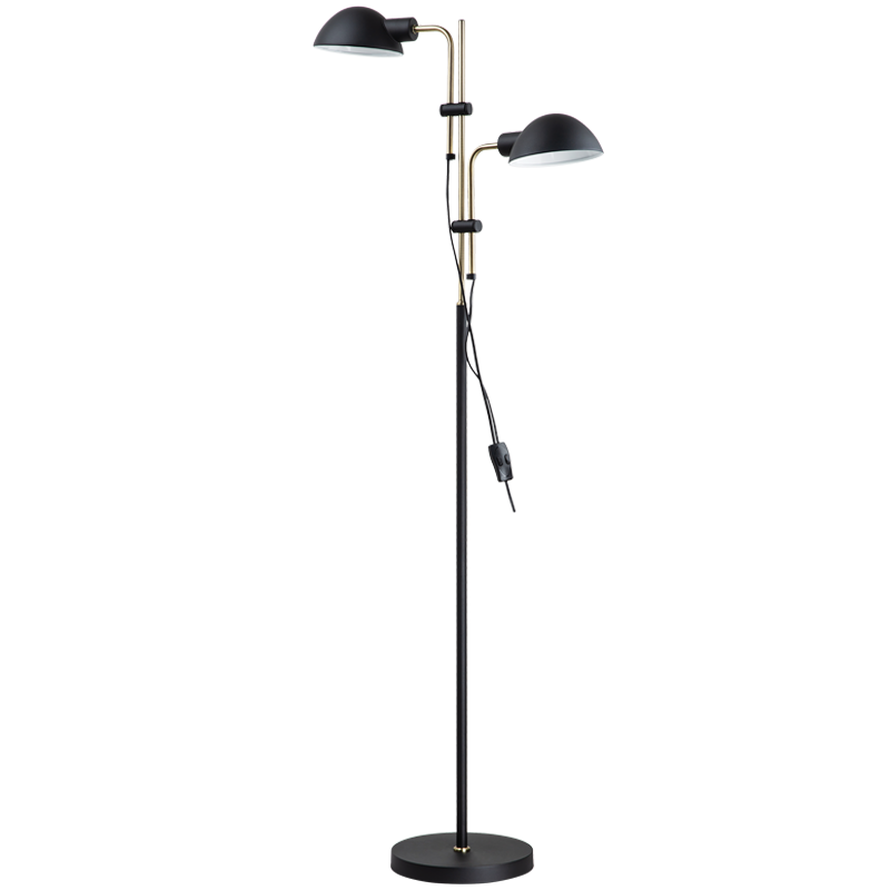 Pivot Twin Sand Black & Antique Brass Floor Lamp