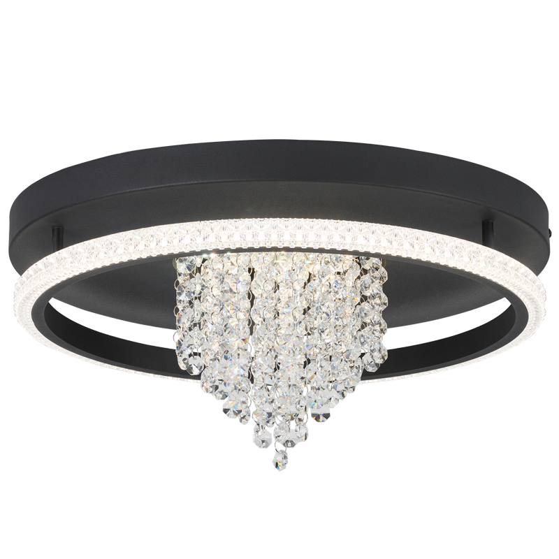 Crystalline Sandy Black & Crystal CCT LED Ceiling Light
