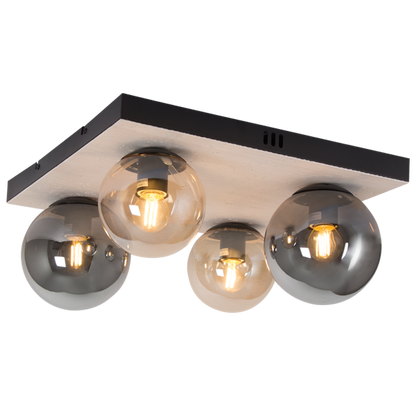 Ember Travertine & Amber Glass Ceiling Light