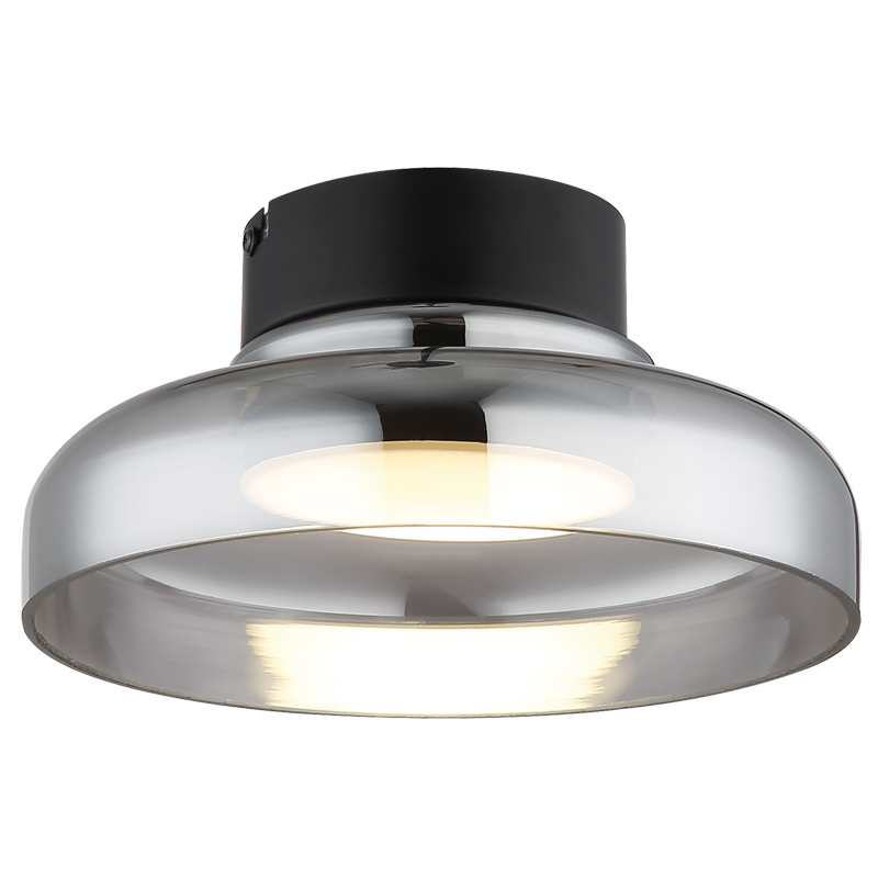 Obscura Black & Smoke Glass LED Ceiling Light
