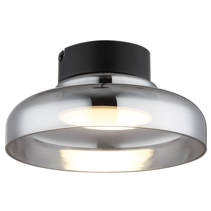 Obscura Black & Smoke Glass LED Ceiling Light