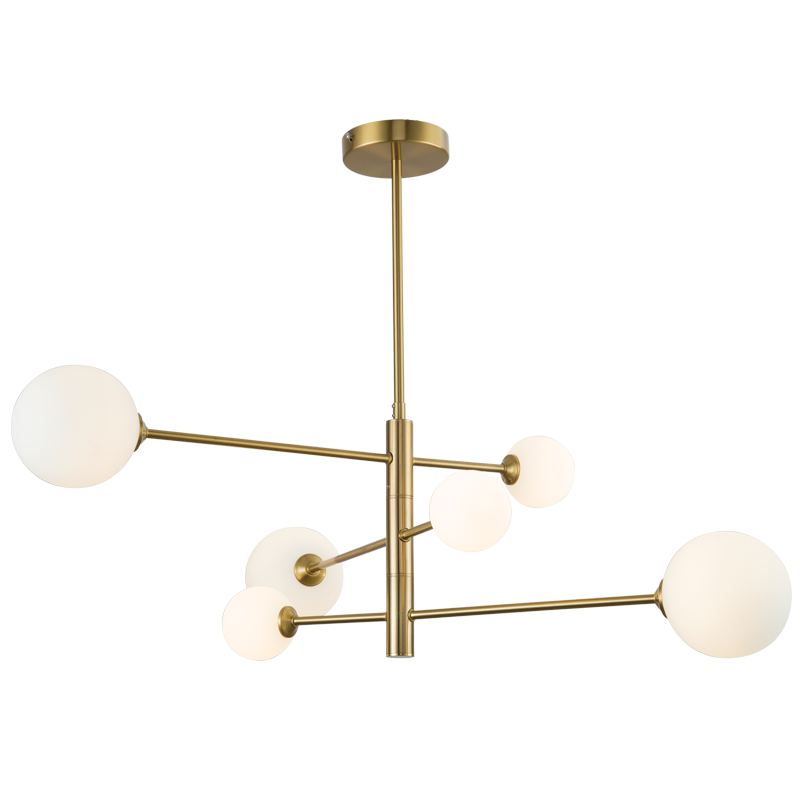 Luna gold and opal glass chandelier