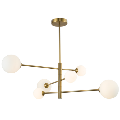 Luna gold and opal glass chandelier