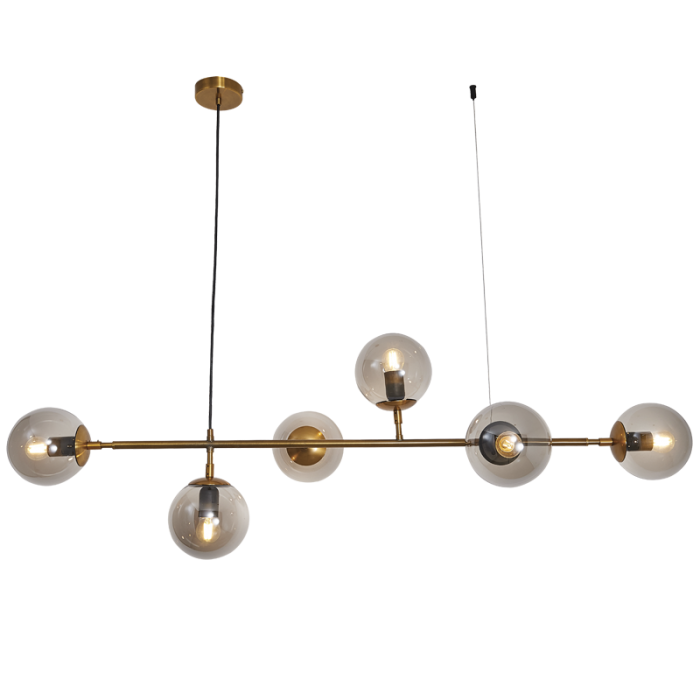 Vesper Satin Gold & Smoke Glass Linear Chandelier