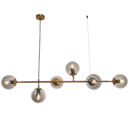 Vesper Satin Gold & Smoke Glass Linear Chandelier