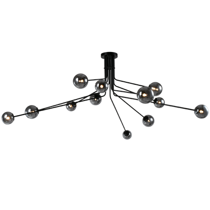 Horizon Black & Smoke Glass 12-Light Linear Chandelier