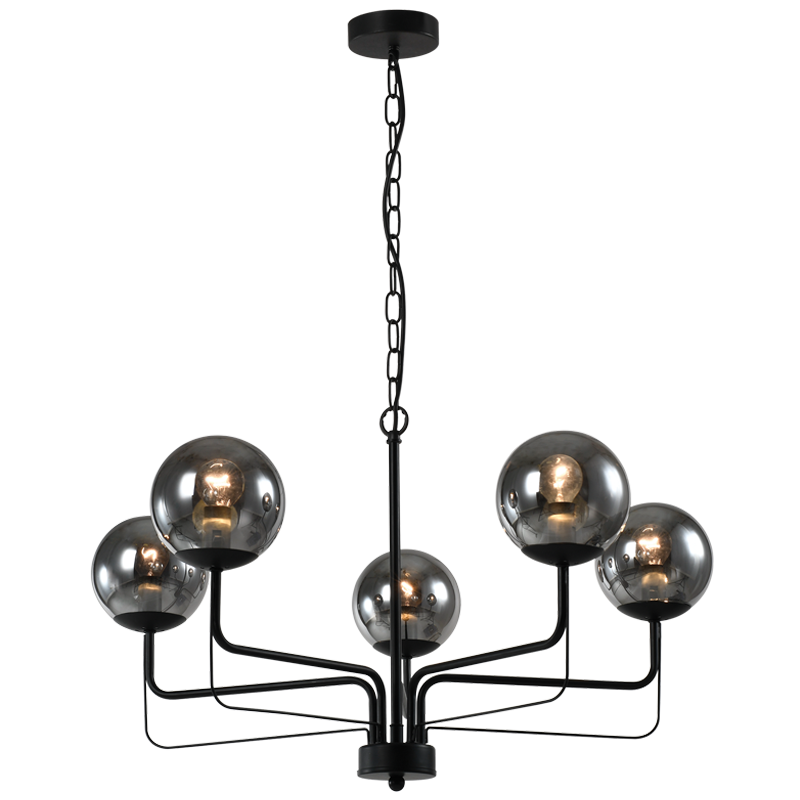 Nightfall Black & Smoke Glass 5-Light Chandelier