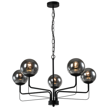 Nightfall Black & Smoke Glass 5-Light Chandelier