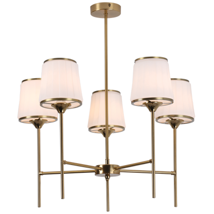 Elara Brass & White Glass Chandelier