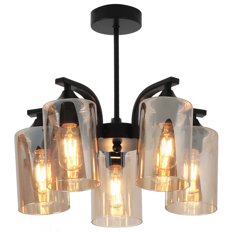 Onyx Black & Amber Glass Chandelier
