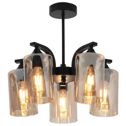 Onyx Black & Amber Glass Chandelier