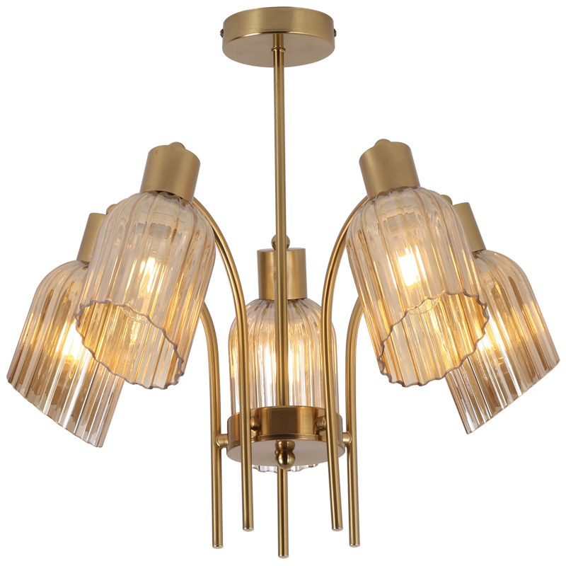 Amara Gold & Amber Fluted Glass Chandelier