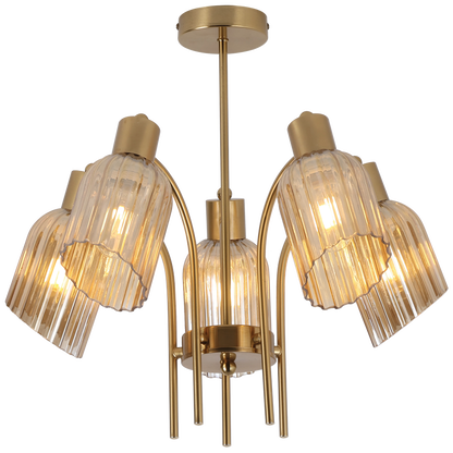 Amara Gold & Amber Fluted Glass Chandelier