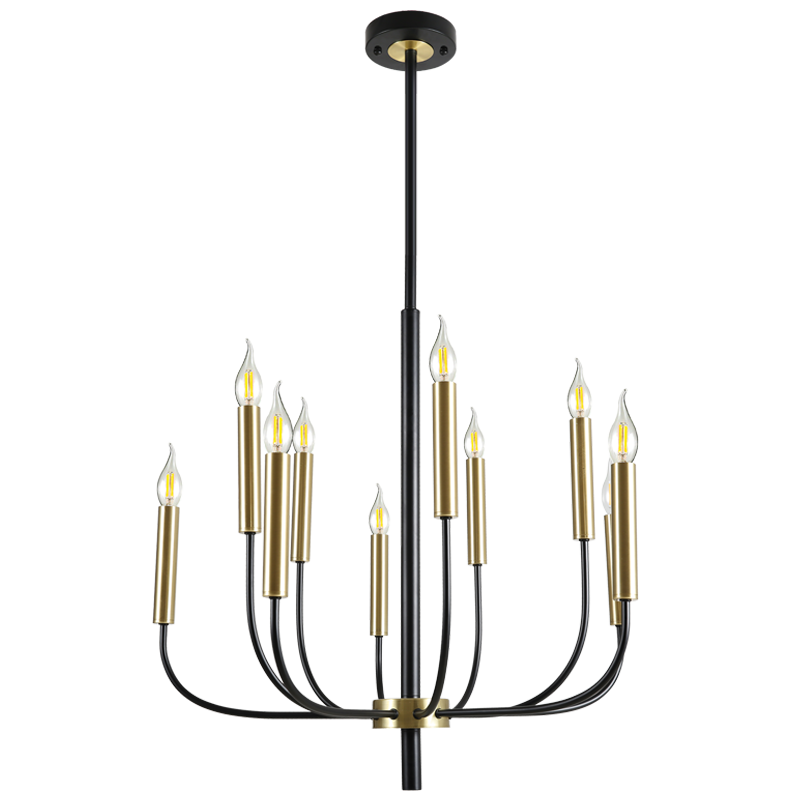 Obsidian Black & Gold 10-Light Chandelier