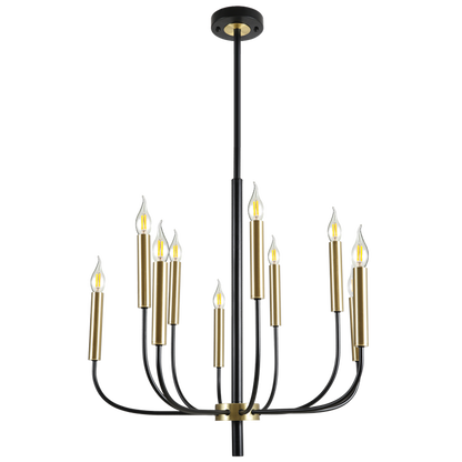 Obsidian Black & Gold 10-Light Chandelier