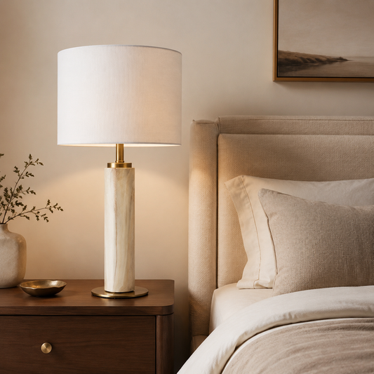 Carrara Marble-Effect Table Lamp
