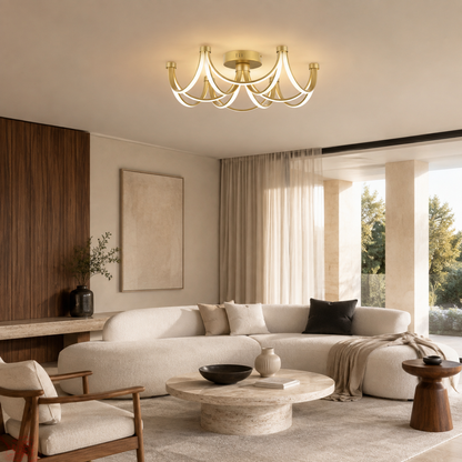 Solenne Sculptural Gold LED Ceiling Light