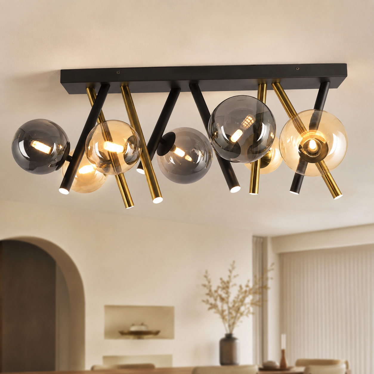 Aurelia Amber & Smoke Glass Ceiling Light