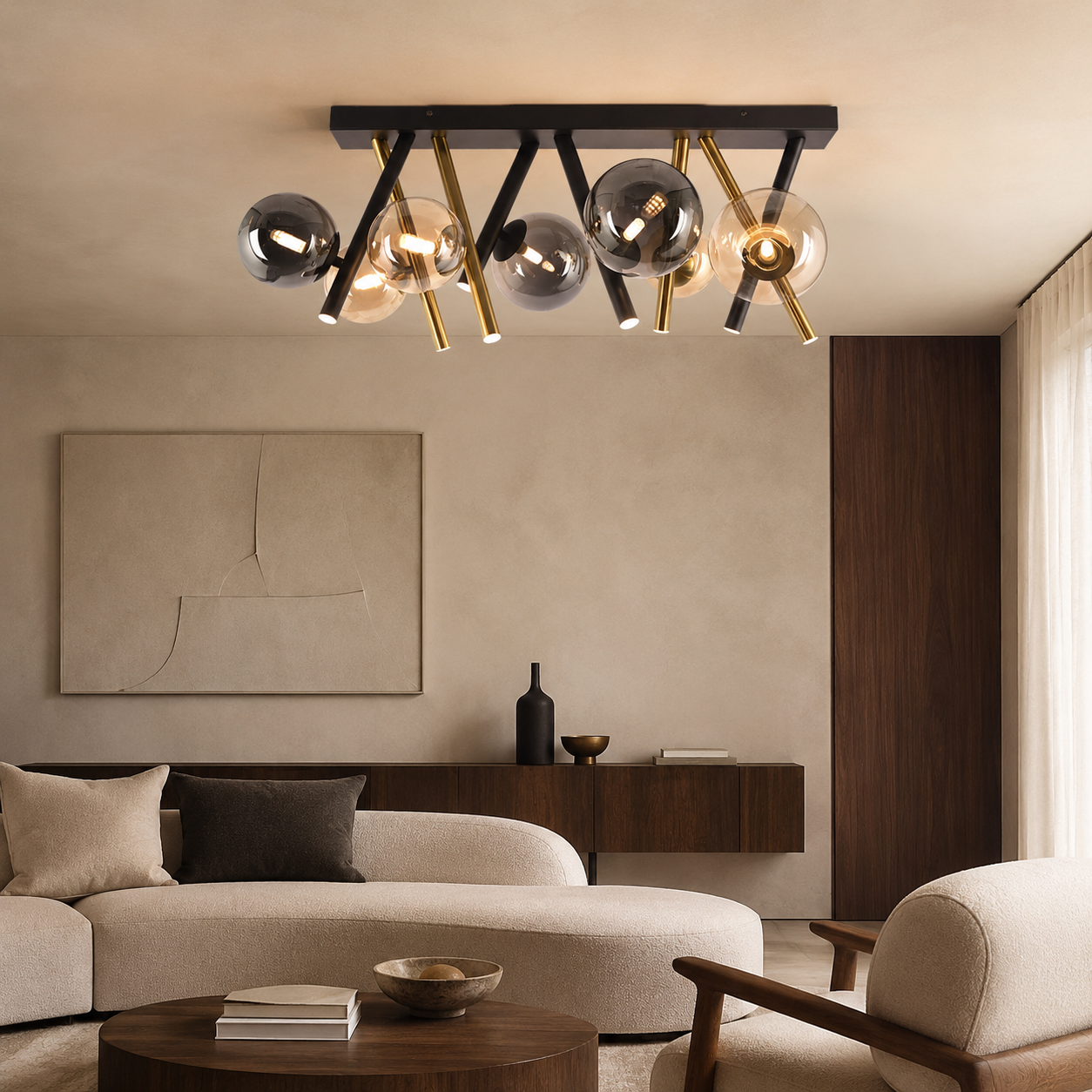Aurelia Amber & Smoke Glass Ceiling Light