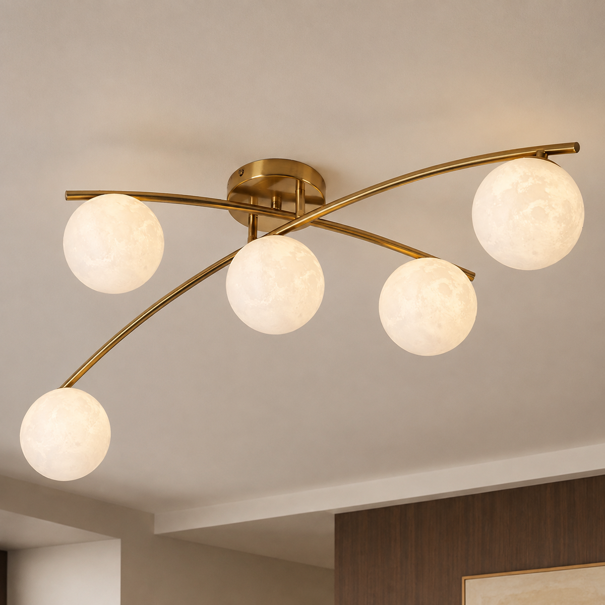 Celeste Satin Brass 5-Light Ceiling Light