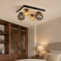 Ember Travertine & Amber Glass Ceiling Light