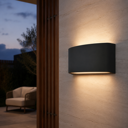Arc Matt Black Up & Down Outdoor Wall Light