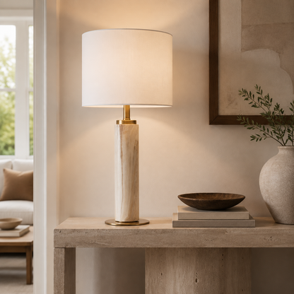 Carrara Marble-Effect Table Lamp