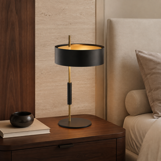 Noire Black & Gold Metal Table Lamp
