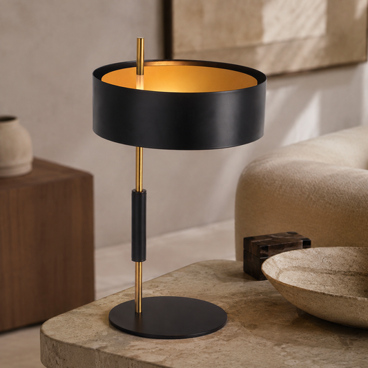 Noire Black & Gold Metal Table Lamp