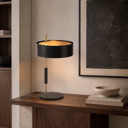 Noire Black & Gold Metal Table Lamp