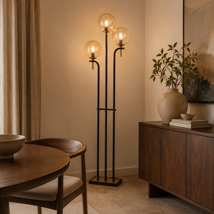 Lustre Amber Glass 3-Light Floor Lamp