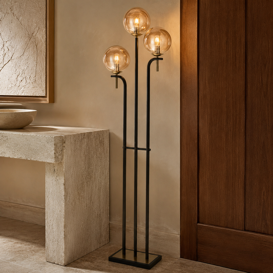 Lustre Amber Glass 3-Light Floor Lamp
