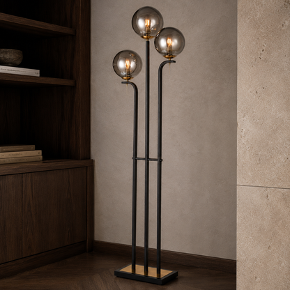 Eclipse Smoke Glass 3-Light Floor Lamp