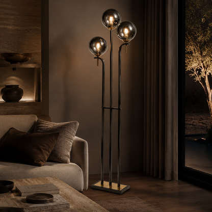 Eclipse Smoke Glass 3-Light Floor Lamp