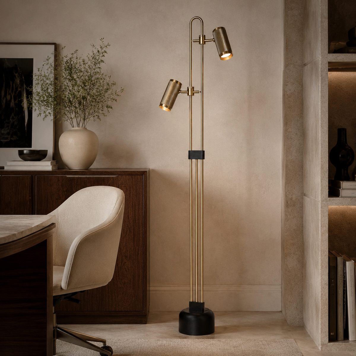 Duet Black & Gold Adjustable Floor Lamp