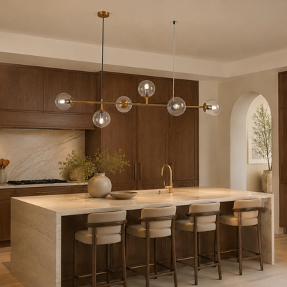 Vesper Satin Gold & Smoke Glass Linear Chandelier