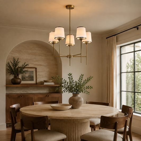 Elara Brass & White Glass Chandelier