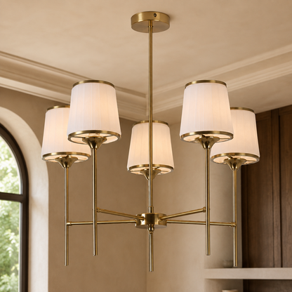 Elara Brass & White Glass Chandelier