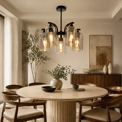 Onyx Black & Amber Glass Chandelier
