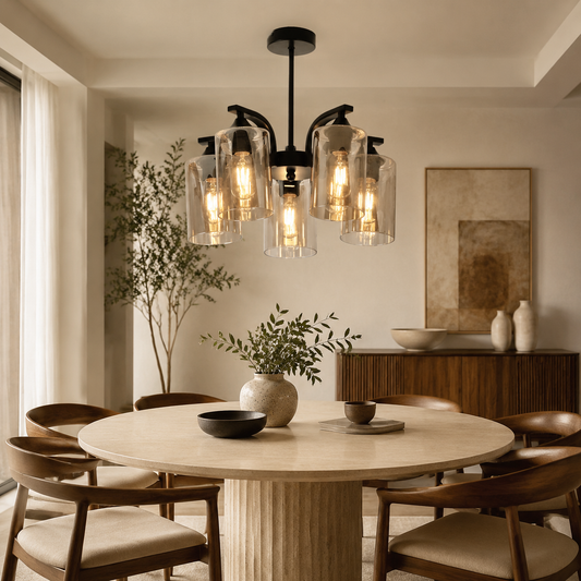 Onyx Black & Amber Glass Chandelier