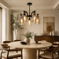Onyx Black & Amber Glass Chandelier