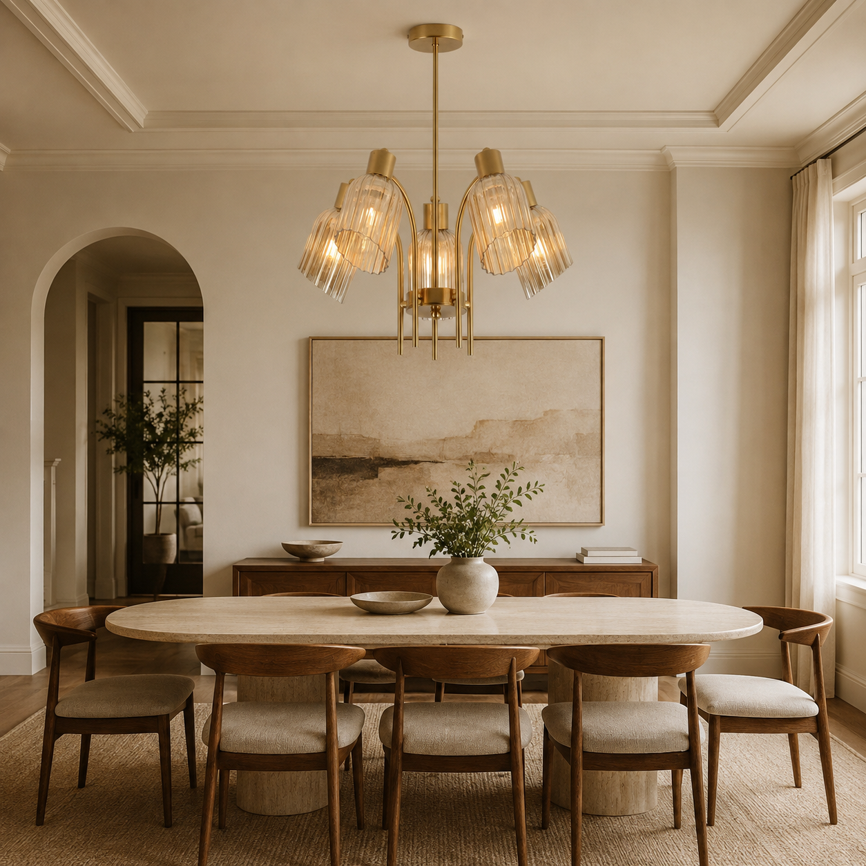 Amara Gold & Amber Fluted Glass Chandelier
